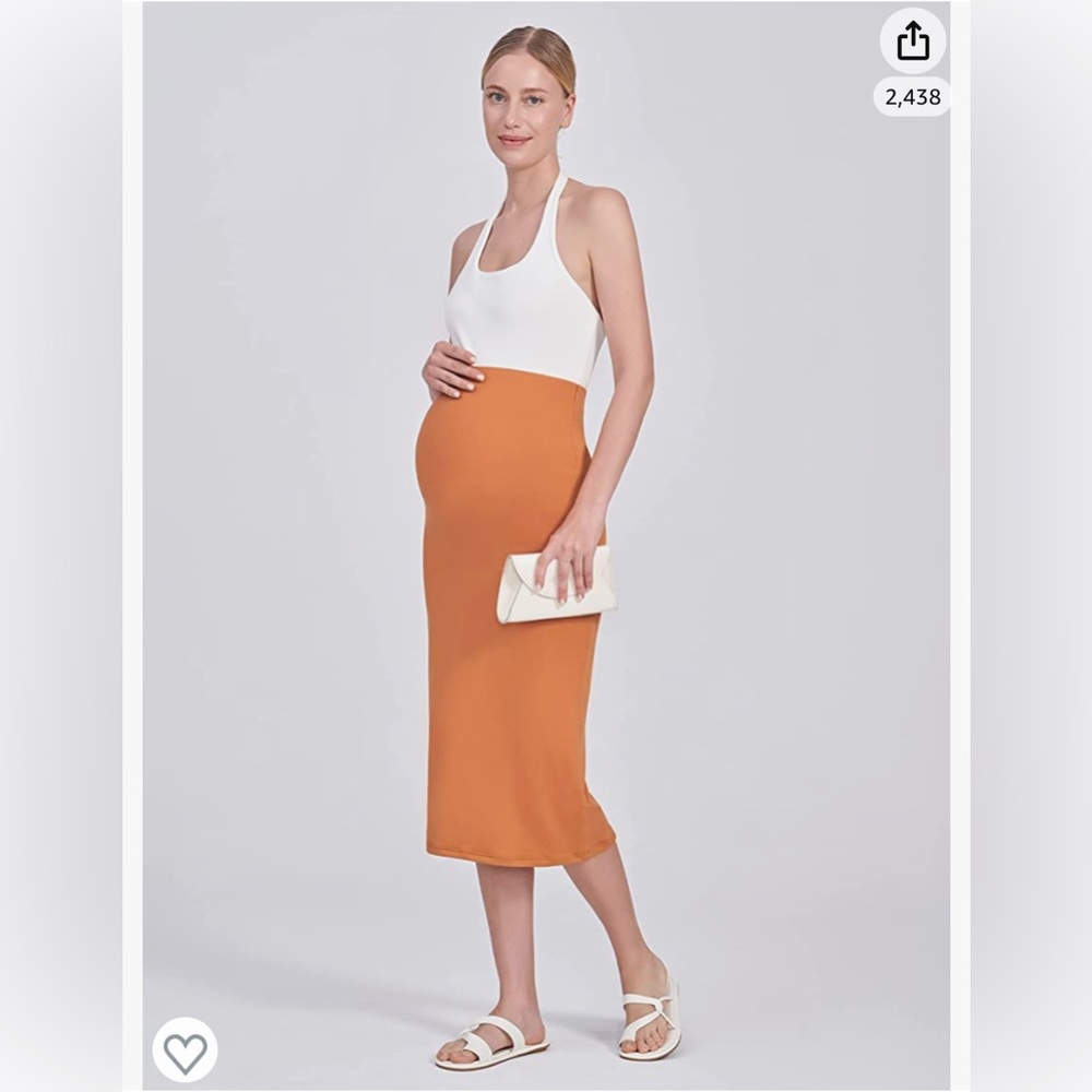 Maternity waisted stretchy midi skirt (medium)